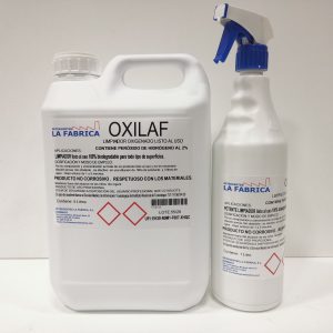 OXILAF: Limpiador Oxigenado listo al uso, a base de peróxido de hidrógeno.